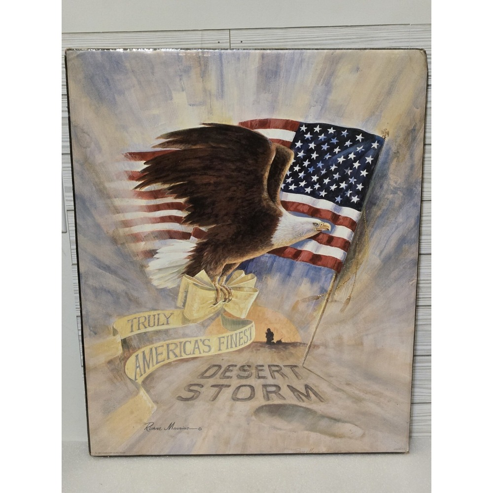Vtg Desert Storm 16" x 20" Art Print 1991 Donald Art Co Ruanne Manning Eagle